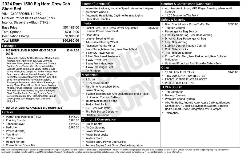 ram ram 1500 pickup 2024 1C6RRFFG6RN111969 image ram ram 1500 pickup 2024 1C6RRFFG6RN111969 image